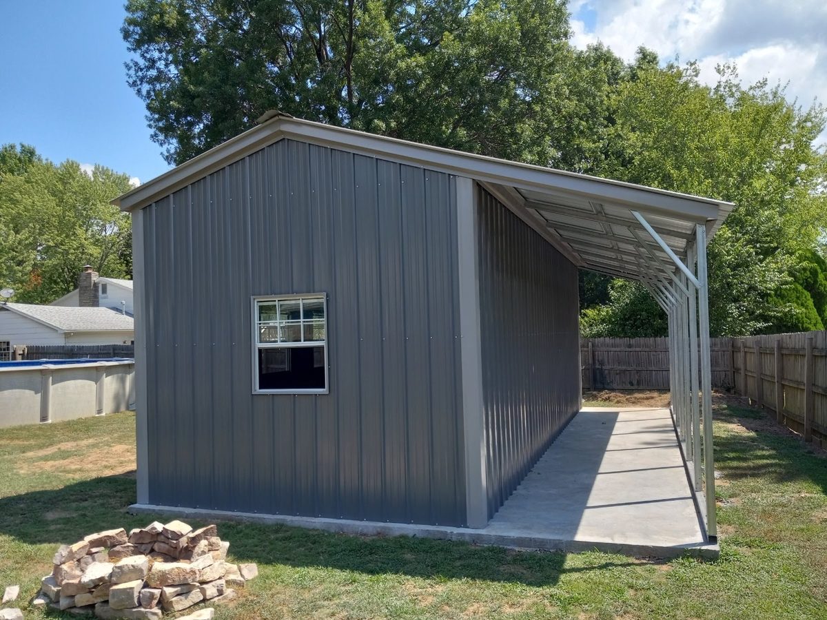 Legacy combo unit with enclosed storage and an open covered side